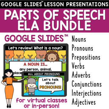Preview of ALL YEAR Parts of Speech Google Slides ™ Lessons BUNDLE