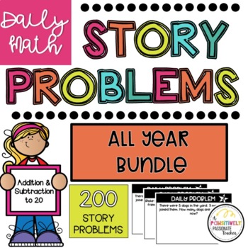 Preview of ALL YEAR BUNDLE Daily Math Word Problems (Add & Subtract within 20)