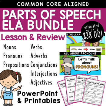 Preview of ALL YEAR Grammar & Parts of Speech PowerPoint Lessons BUNDLE