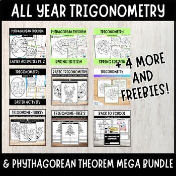 Preview of ALL YEAR Pythagorean Theorem & Trigonometry MEGA BUNDLE