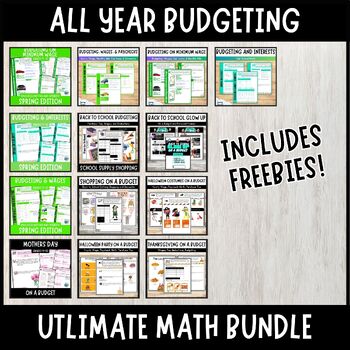 Preview of ALL YEAR | Seasonal Budgeting Bundle Math | High School Math