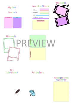 Preview of ALL colours Student printable or digital year scrapbook | journal | memory book