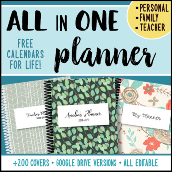 Preview of Editable Teacher Binder - ALL in ONE Planner - Teacher & Personal TOO! - updated