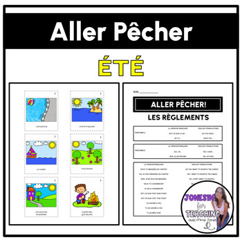Preview of ALLER PÊCHER! GO FISH! Centres Stations Core French Immersion Summer Été