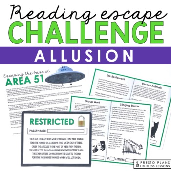 Preview of Allusion Introduction Presentation and Escape Room Reading Challenge Activity