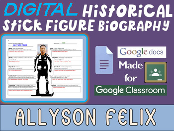Preview of ALLYSON FELIX Digital Historical Stick Figure Biography (MINI BIOS)