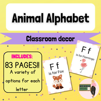 Preview of ALPHABET ANIMALS POSTERS with multiple options-BACK TO SCHOOL/CLASSROOM DECOR