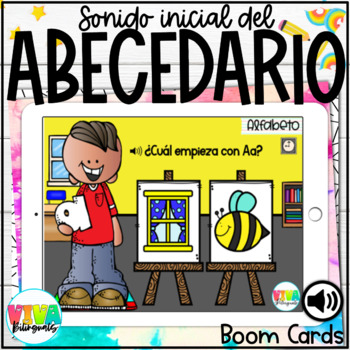 Preview of Abecedario | Alphabet Initial Sounds Boom Cards™ in Spanish