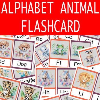 Preview of ALPHABET LETTER NAMING FLASH CARD Animals - Uppercase and Lowercase PRINTABLE