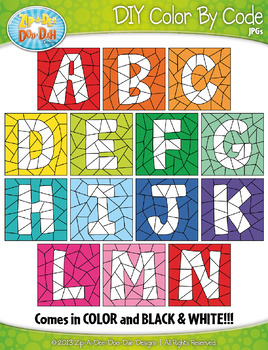Preview of ALPHABET UPPERCASE LETTERS Color By Code Clipart {Zip-A-Dee-Doo-Dah Designs}