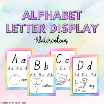 Preview of ALPHABET Letter Display - Watercolour Theme