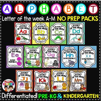 Preview of Letter of The Week ALPHABET WORKSHEETS- NO PREP-BUNDLE 1 (LETTERS A-M)