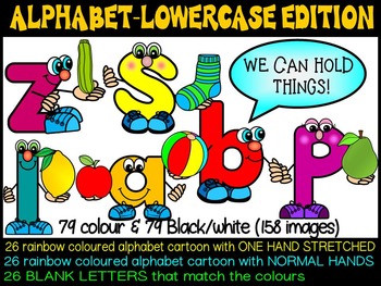 Preview of ALPHABET LETTERS CLIPART- ALPHABET CARTOON PEOPLE CLIPART (lowercase)