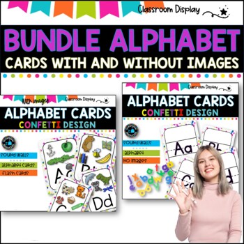 Preview of ALPHABET POSTERS BUNDLE- With and without pictures I CONFETTI DESIGN