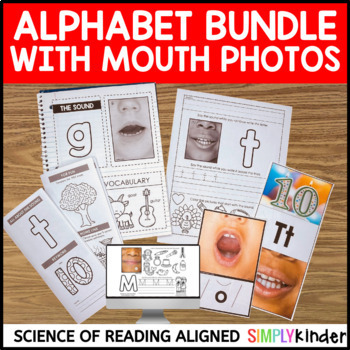 Preview of Alphabet Activities with Real Mouth Photos, Science of Reading Kindergarten