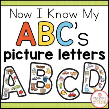 Preview of ALPHABET WALL CARDS WITH PICTURES AND LETTERS {NOW I KNOW MY ABC'S}