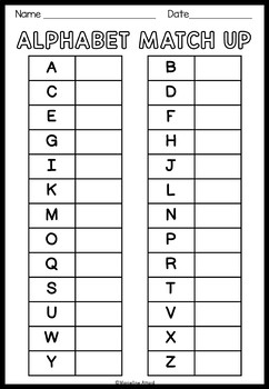 alphabet worksheets a z for match up centers recording
