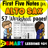 ALTO SAX First Five Notes WORKSHEETS Beginner Band Music A