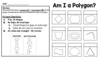 Preview of AM I A Polygon? Activity with criteria & Answer Key