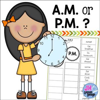 Preview of AM or PM? Cut and Paste Sorting Activity