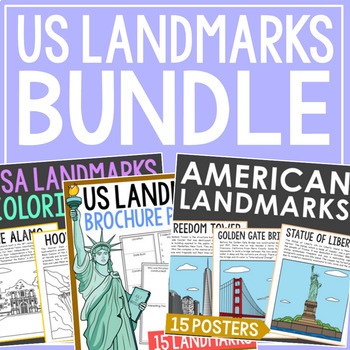 Preview of AMERICAN LANDMARKS Coloring Pages, Posters, and Research Report Actvities