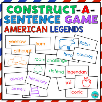 Preview of AMERICAN LEGENDS Parts of Speech Game | Sentence Building Cards