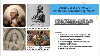 Preview of GREAT!! AMERICAN REVOLUTION- Leaders Scrapbook Project /Multi-USE !!- Fun TOO!!