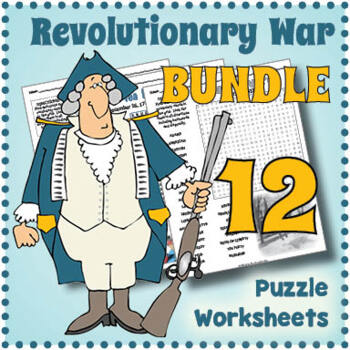 Preview of (5th 6th 7th 8th Grade) THE AMERICAN REVOLUTION - 12 Word Search & Crosswords
