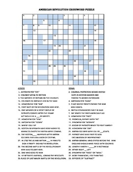 American Revolution Crossword Puzzle Answer Key prntbl