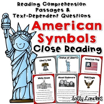 Preview of AMERICAN SYMBOLS Patriotic Close Reading Pack for K, 1 & 2