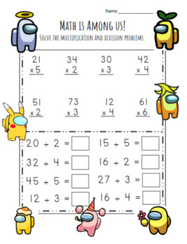 Preview of AMONG US- Multiplication and Division worksheet