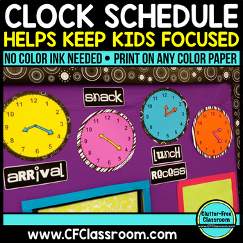 Preview of ANALOG CLOCK SCHEDULE DISPLAY PACKET-BLACKLINE DESIGN (clocks, labels and more)