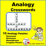 ANALOGIES CROSSWORD PUZZLES .. NO PREP Early Finishers ..V