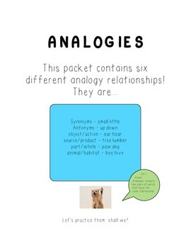 Preview of ANALOGIES PACKET-CCSS Aligned-Test Prep-Vocabulary Practice