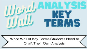 Preview of ANALYSIS "TOOL BOX" VOCABULARY WORD WALL: Isolating the key terms for analysis