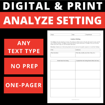 Preview of ANALYZE SETTING - DIGITAL AND PRINT - ONE PAGER- GRAPHIC ORGANIZER