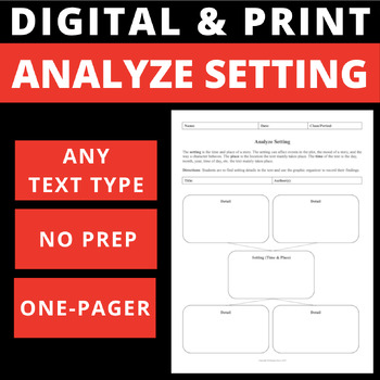 Preview of ANALYZE SETTING - DIGITAL AND PRINT - ONE PAGER- GRAPHIC ORGANIZER