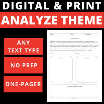 Preview of ANALYZE THEME - DIGITAL AND PRINT - ONE PAGER - GRAPHIC ORGANIZER