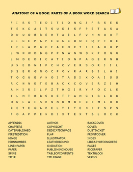 Preview of ANATOMY OF A BOOK: PARTS OF A BOOK WORD SEARCH