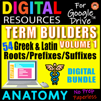 Preview of ANATOMY Root/Prefix/Suffix DIGITAL Resources For Google Drive~ VOLUME 1 Bundle