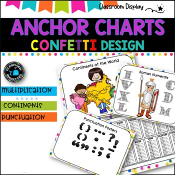 Preview of ANCHOR CHARTS I X, Roman Numerals, Continents, Punctuation | CONFETTI DESIGN