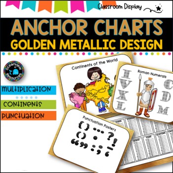 Preview of ANCHOR CHARTS I X, Roman Numerals, Continents, Punctuation | GOLD METAL DESIGN