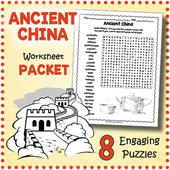 Preview of ANCIENT CHINA Worksheet Activity Packet - Word Search, Crossword, and More!