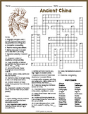 (4th, 5th, 6th, 7th Grade) ANCIENT CHINA Crossword Puzzle 