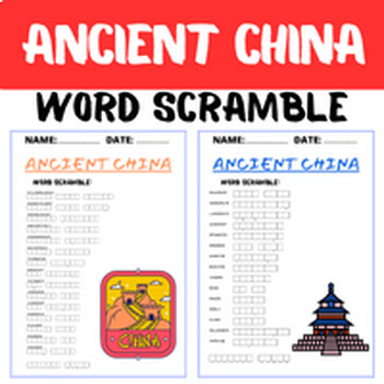 Preview of ANCIENT CHINA word scramble puzzle worksheets for kids
