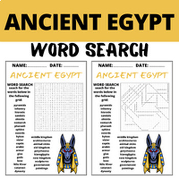 Preview of ANCIENT EGYPT word search puzzle worksheets for kids