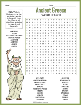 Preview of (4th, 5th, 6th, 7th Grade) ANCIENT GREECE Word Search Worksheet Activity