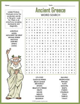 Preview of ANCIENT GREECE / GREEK CIVILIZATION Word Search Worksheet Activity