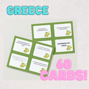 Preview of ANCIENT GREECE FLASHCARDS - PERFECT FOR MIDDLE SCHOOL! STUDY SKILLS STRATEGY!