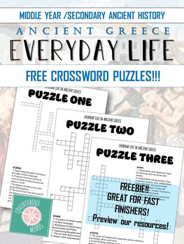 ANCIENT GREECE FREE CROSSWORD PUZZLES Everyday Life in Ancient Greece